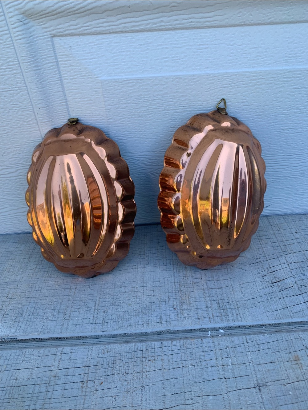Copper Jello Mold Cake Pan Melon Hanging Kitchen Wall Art 2 1/2 Cups Vintage Set